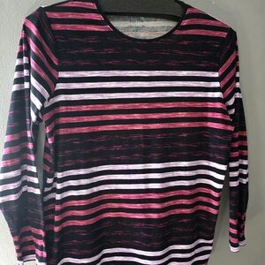 Striped Long Sleeve Top in Pink and Black